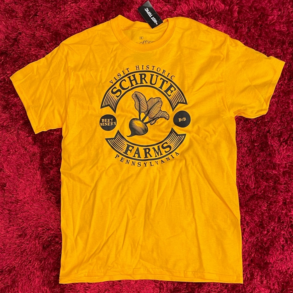Schrute Farms Dwight The Office Shirt Yellow Medium Farms Pennsylvania